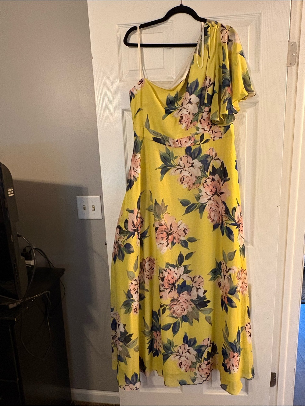 Eliza J Yellow Floral One-Shoulder Maxi Dress